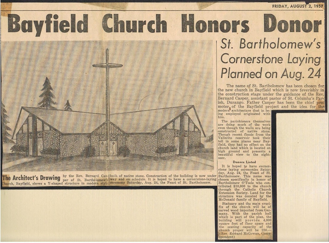 Newspaper Article Bayfield Colorado St. Bart's