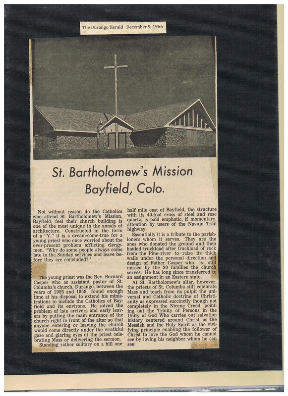 St. Bart's Catholic Church Bayfield Colorado